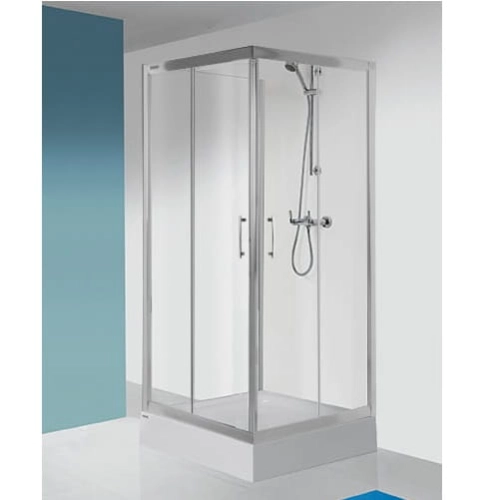 Sanplast TX5b kabina trójścienna prostokątna 90x80x90cm szkło bezbarwne W0, profile srebrne błyszczące 600-271-0190-1320-38-401
