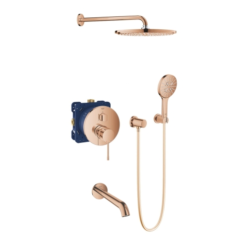 Grohe Essence zestaw wannowo-prysznicowy z deszczownicą, miedziany błyszczący - warm sunset 24092DA1-03