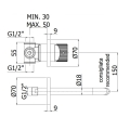 Paffoni JO bateria umywalkowa podtynkowa, wylewka 248mm, czarny mat JO007NO70