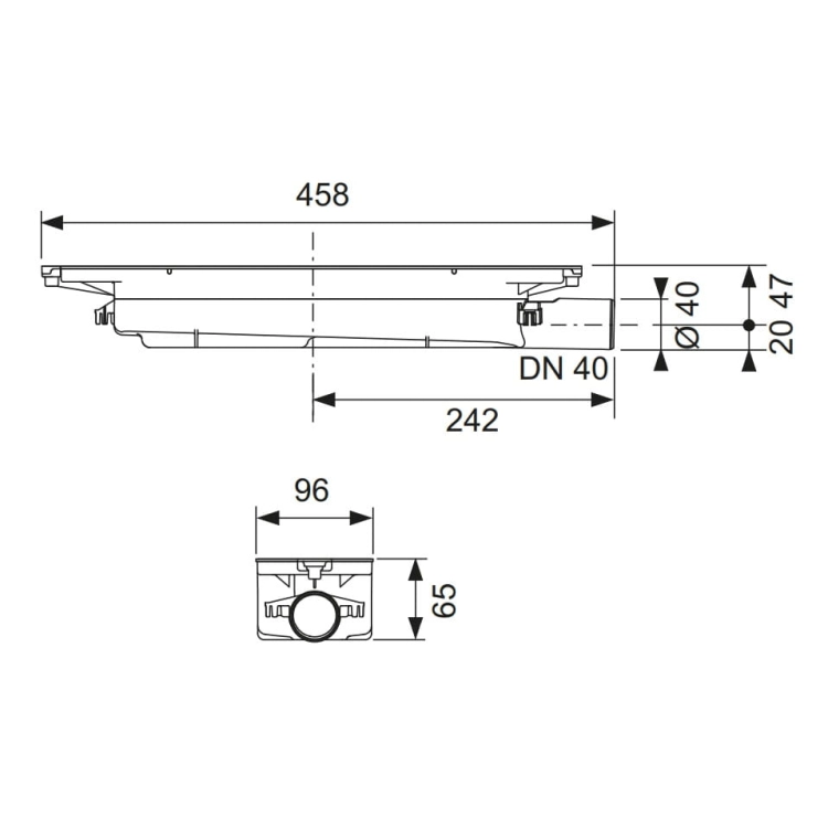TECEdrainprofile syfon odpływowy „niski”, DN 40, odpływ boczny 673001