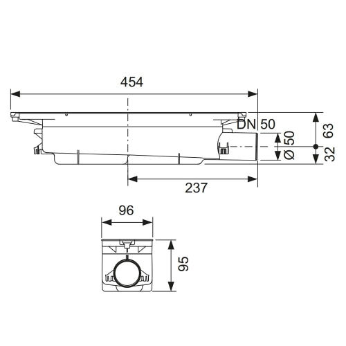 TECEdrainprofile syfon odpływowy „niski”, DN 50, odpływ boczny 673002