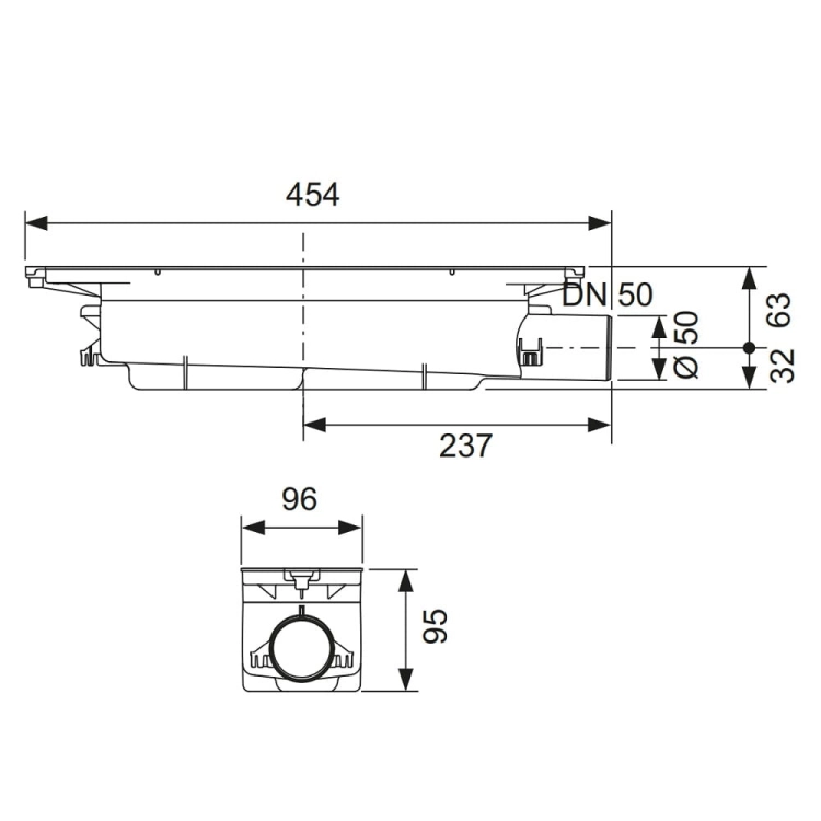 TECEdrainprofile syfon odpływowy „niski”, DN 50, odpływ boczny 673002