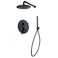 Paffoni Light Black komplet prysznicowy podtynkowy z deszczownicą 225mm, czarny mat, LIG018ZSC2A.NO