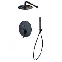 Paffoni Light Black zestaw prysznicowy podtynkowy z deszczownicą 225mm, czarny mat LIG015ZSC2A.NO