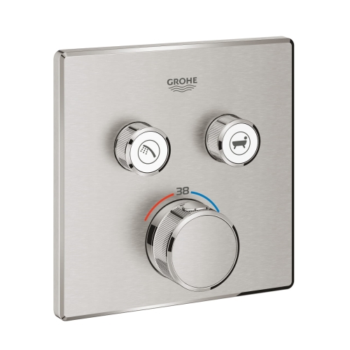 Grohe Grohtherm SmartControl Cube bateria termostatyczna do obsługii 2 wyjść, element zewnętrzny, stal nierdzewna 29124DC0