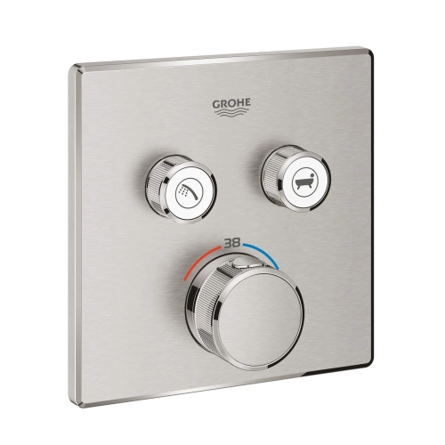 Grohe Grohtherm SmartControl Cube bateria termostatyczna do obsługii 2 wyjść, element zewnętrzny, stal nierdzewna 29124DC0