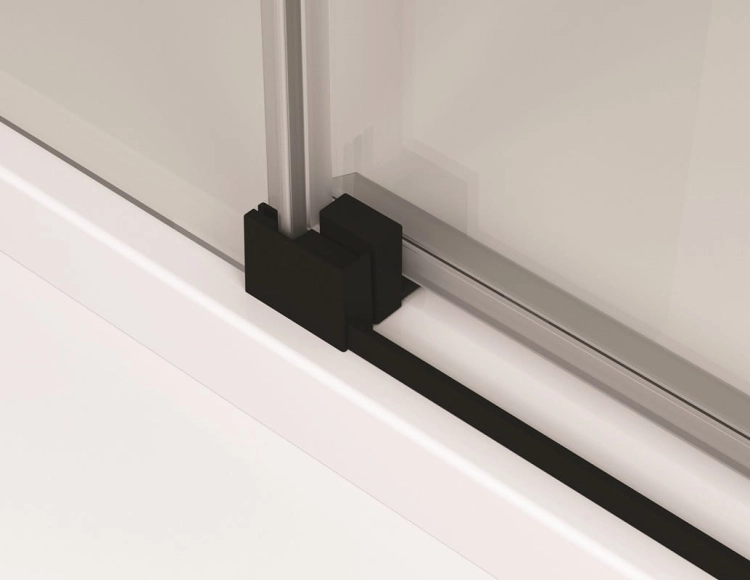 Sanswiss Walk-In Cadura Black Line ścianka wolnostojąca 140cm, dwuczęściowa z elementem przesuwnym, prawa, profil czarny mat, szkło bezbarwne CAW2D1400607