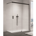 Sanswiss Walk-In Cadura Black Line ścianka wolnostojąca 180cm, dwuczęściowa z elementem przesuwnym, prawa, profil czarny mat, szkło bezbarwne CAW2D1800607