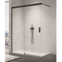 Sanswiss Walk-In Cadura Black Line ścianka wolnostojąca 180cm, dwuczęściowa z elementem przesuwnym, lewa, profil czarny mat, szkło bezbarwne CAW2G1800607