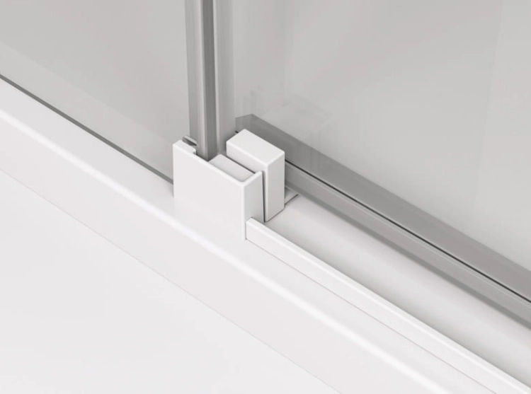 Sanswiss Walk-In Cadura White Line ścianka wolnostojąca 150cm, dwuczęściowa z elementem przesuwnym, lewa, profil biały mat, szkło bezbarwne CAW2G1500907