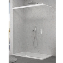Sanswiss Walk-In Cadura White Line ścianka wolnostojąca 180cm, dwuczęściowa z elementem przesuwnym, lewa, profil biały mat, szkło bezbarwne CAW2G1800907