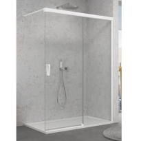 Sanswiss Walk-In Cadura White Line ścianka wolnostojąca 180cm, dwuczęściowa z elementem przesuwnym, prawa, profil biały mat, szkło bezbarwne CAW2D1800907