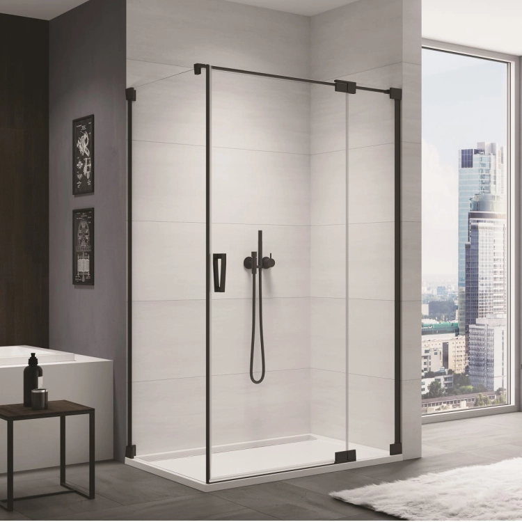 Sanswiss Cadura Black Line kabina prostokątna 140x75cm, prawa, profil czarny mat, szkło bezbarwne CA13D1400607+CAT10750607