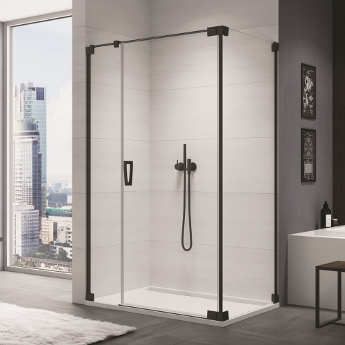 Sanswiss Cadura Black Line kabina prostokątna 140x75cm, lewa, profil czarny mat, szkło bezbarwne CA31CD1400607+CAT20750607