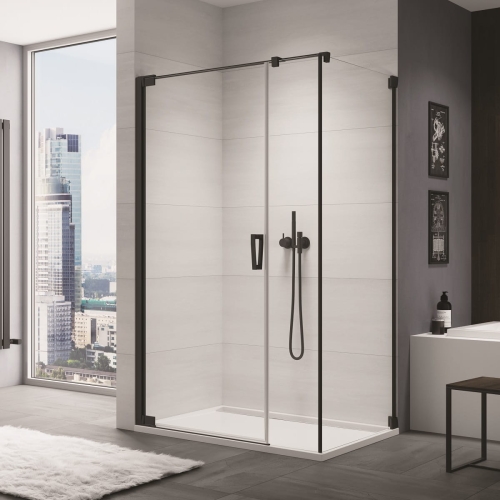 Sanswiss Cadura Black Line kabina prostokątna 140x75cm, lewa, profil czarny mat, szkło bezbarwne CA31CG1400607+CAT50750607