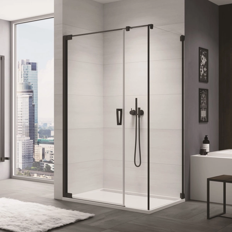 Sanswiss Cadura Black Line kabina prostokątna 140x75cm, lewa, profil czarny mat, szkło bezbarwne CA31CG1400607+CAT50750607
