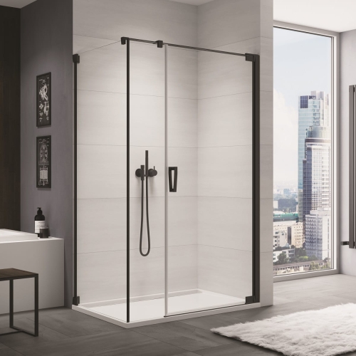 Sanswiss Cadura Black Line kabina prostokątna 140x75cm, prawa, profil czarny mat, szkło bezbarwne CA31CD1400607+CAT50750607