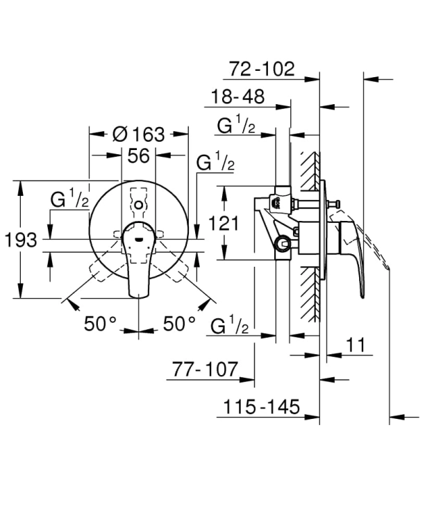 Grohe Eurosmart bateria wannowa podtynkowa, z elementem podtynkowym 33305003