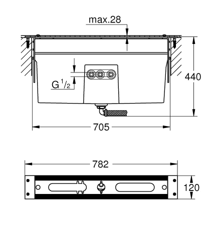 Grohe element montażowy baterii wannowej 29037001