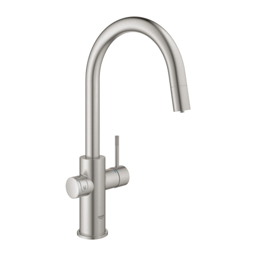 Grohe Blue Home zestaw startowy z wylewką w kształcie C, wylewka wyciągana, stal nierdzewna 31541DC0