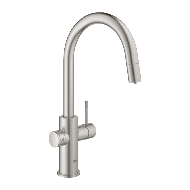 Grohe Blue Home zestaw startowy z wylewką w kształcie C, wylewka wyciągana, stal nierdzewna 31541DC0