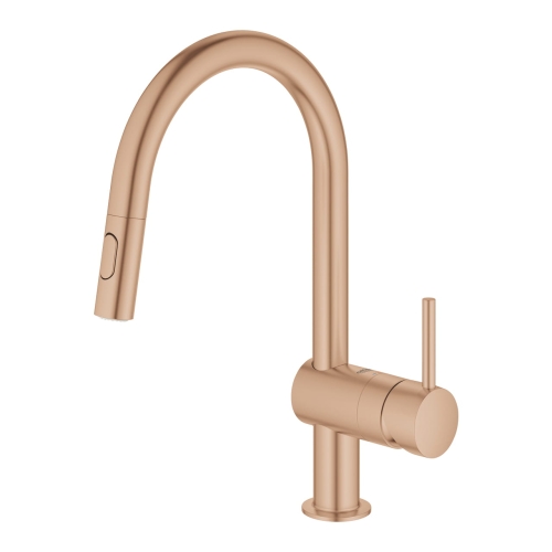 Grohe Minta bateria zlewozmywakowa z wyciąganą wylewką, miedziany szczotkowany - brushed warm sunset 32321DL2