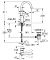 Grohe BauEdge L-size bateria umywalkowa z obrotową wylewką, odpływ z cięgnem 23760001