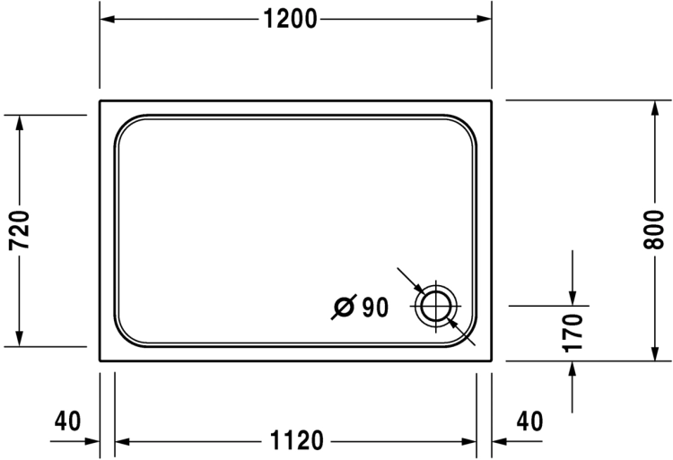 Duravit D-code brodzik prostokątny 120x80x6cm, biały 720113000000000