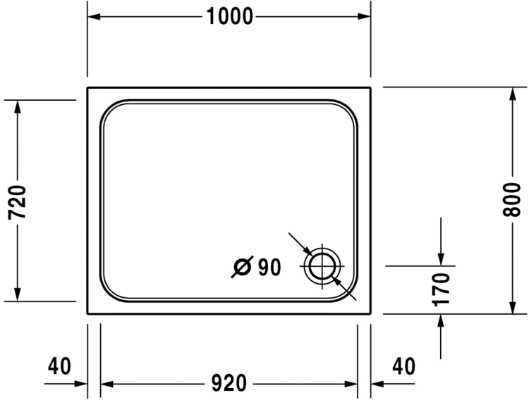 Duravit D-code brodzik prostokątny 100x80x6cm, biały 720106000000000