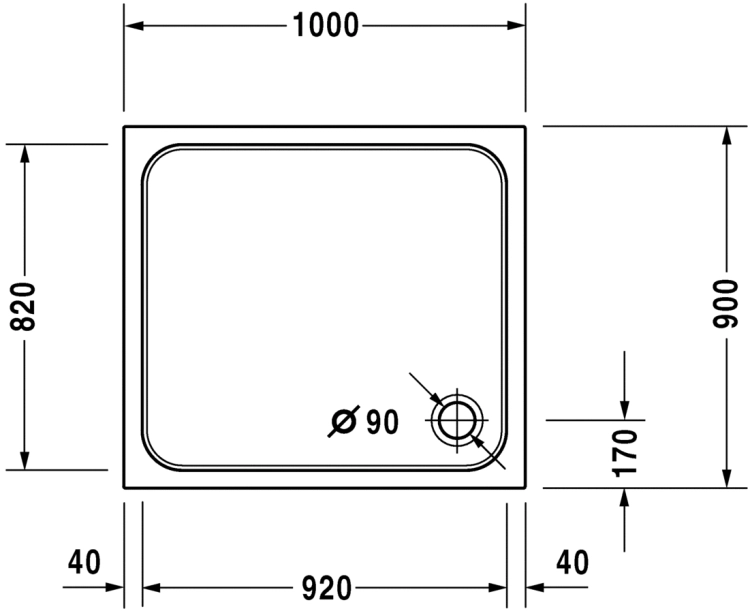 Duravit D-code brodzik prostokątny 100x90x6cm, biały 720107000000000