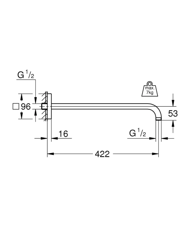 Grohe Rainshower ramię prysznicowe 422mm, chrom 26145000