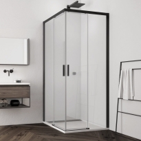 Sanswiss Top-Line S TLS G+D kabina kwadratowa 90x90cm, drzwi przesuwne, profil czarny mat, szkło bezbarwne TLSG090D0900607