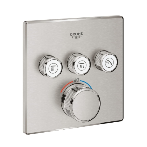 Grohe Grohtherm SmartControl Cube bateria termostatyczna do obsługii 3 wyjść, element zewnętrzny stal nierdzewna 29126DC0