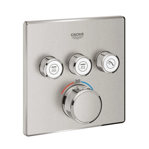 Grohe Grohtherm SmartControl Cube bateria termostatyczna do obsługii 3 wyjść, element zewnętrzny stal nierdzewna 29126DC0
