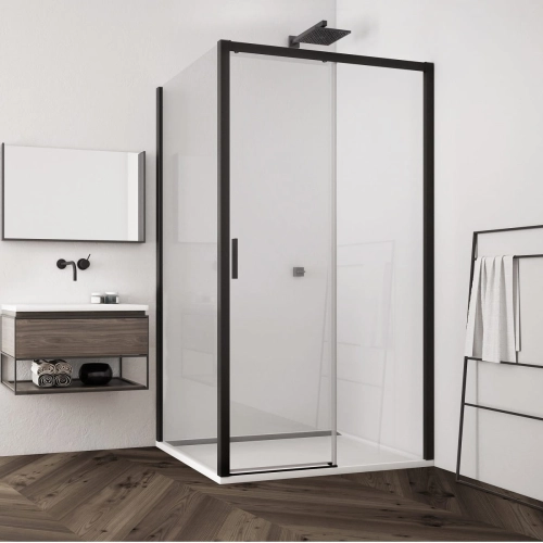 Sanswiss Top-Line S kabina prostokątna 90x140cm, drzwi przesuwne, prawa, profil czarny mat, szkło bezbarwne TLS2D140TOPF20900607