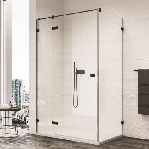 SANSWISS Annea black kabina prostokątna 100x80cm, drzwi skrzydłowe, lewa, profil czarny mat, szkło bezbarwne AN13WG1000ANTW108000607