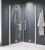 Novellini Young 2.0 2GS kabina kwadratowa drzwi składane 80x80 cm (79-81x79-81), profil biały mat, szkło bezbarwne Y22GS79LD-1U+Y22GS79LS-1U