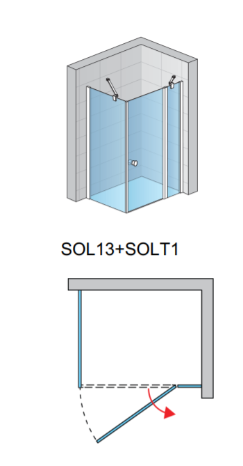 Sanswiss Solino SOL13+SOLT1 kabina prostokątna 110x70cm z drzwiami skrzydłowymi, profil srebrny połysk, szkło bezbarwne SOL131100SOLT107005007