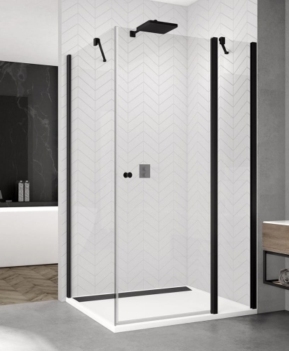 Sanswiss Solino black kabina prostokątna 120x75cm, drzwi skrzydłowe, profil czarny mat, szkło bezbarwne SOL131200SOLT107500607