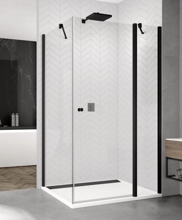 Sanswiss Solino black kabina prostokątna 120x75cm, drzwi skrzydłowe, profil czarny mat, szkło bezbarwne SOL131200SOLT107500607