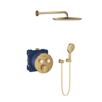 GROHE Grohtherm SmartControl komplet prysznicowy podtynkowy z deszczownicą ścienną, złoty szczotkowany - brushed cool sunrise 29119GN0-03