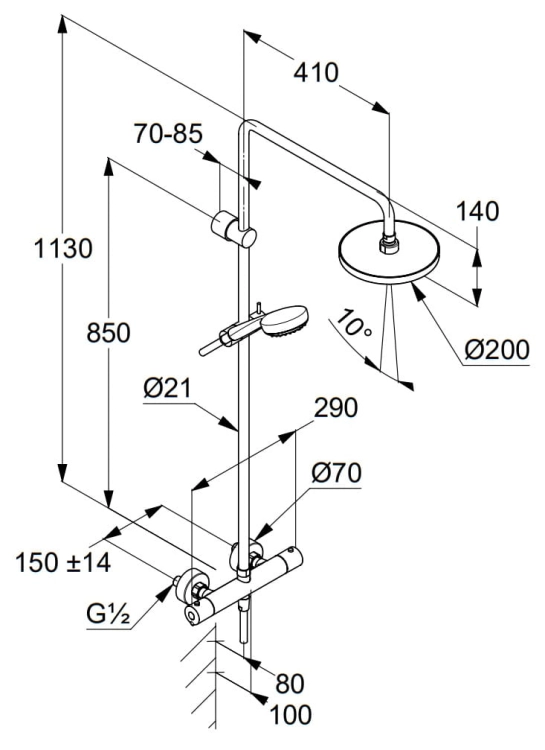 Kludi Logo Dual Shower System komplet prysznicowy z deszczownicą i baterią termostatyczną 6809405-00
