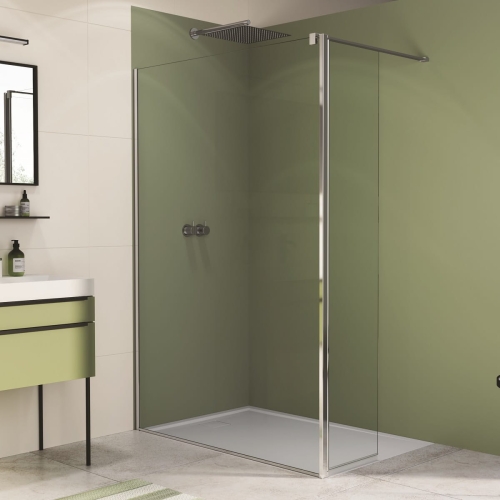 SANSWISS Walk-In EASY STR4P ścianka boczna wolnostojąca 80cm+42cm, srebrny połysk STR4P0805007+BTE20425007