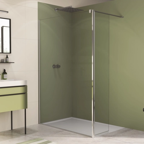 SANSWISS Walk-In EASY STR4P ścianka boczna wolnostojąca 80cm+42cm, srebrny połysk STR4P0805007+BTE20425007