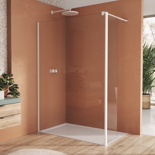 SANSWISS Walk-In EASY STR4P ścianka boczna wolnostojąca 80cm+42cm, biały mat STR4P0800907+BTE20420907