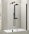 Novellini Kuadra H+HFA ścianka prysznicowa 77-80cm+37cm, profil czarny mat, szkło bezbarwne KUADH80-1H + KUADHA37-1H