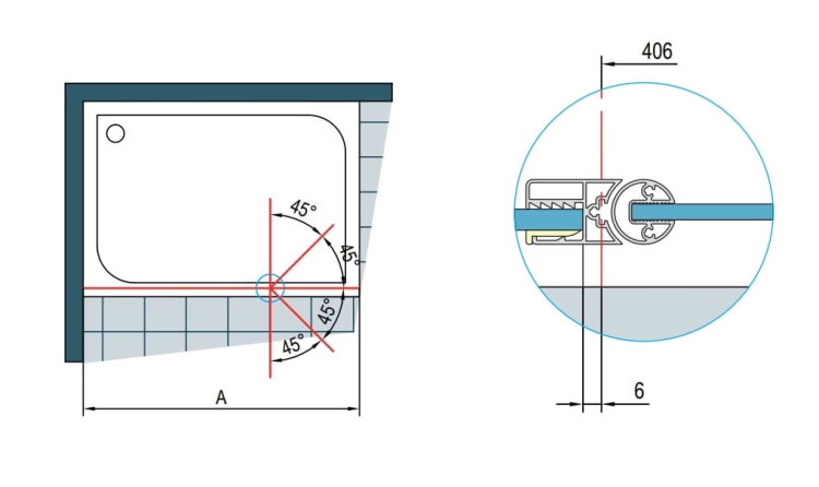 SANSWISS Easy element ruchomy 406 mm, profil srebrny połysk, szkło bezbarwne BTE3.0406.50.07
