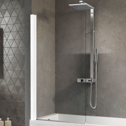 Novellini Aurora 1 parawan nawannowy jednoczęściowy na wymiar, profil biały, szkło bezbarwne AURORAN1SP-1A