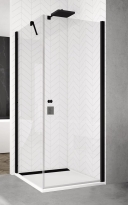 Ronal Solino black kabina kwadratowa 100x100cm, drzwi skrzydłowe, profil czarny mat, szkło bezbarwne SOL11000SOLT110000607