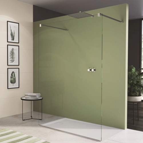 SANSWISS Walk-In EASY STR4P SOLO ścianka wolnostojąca 90cm, profile srebrny połysk, szkło bezbarwne STR4P0905007+SMGE2501250